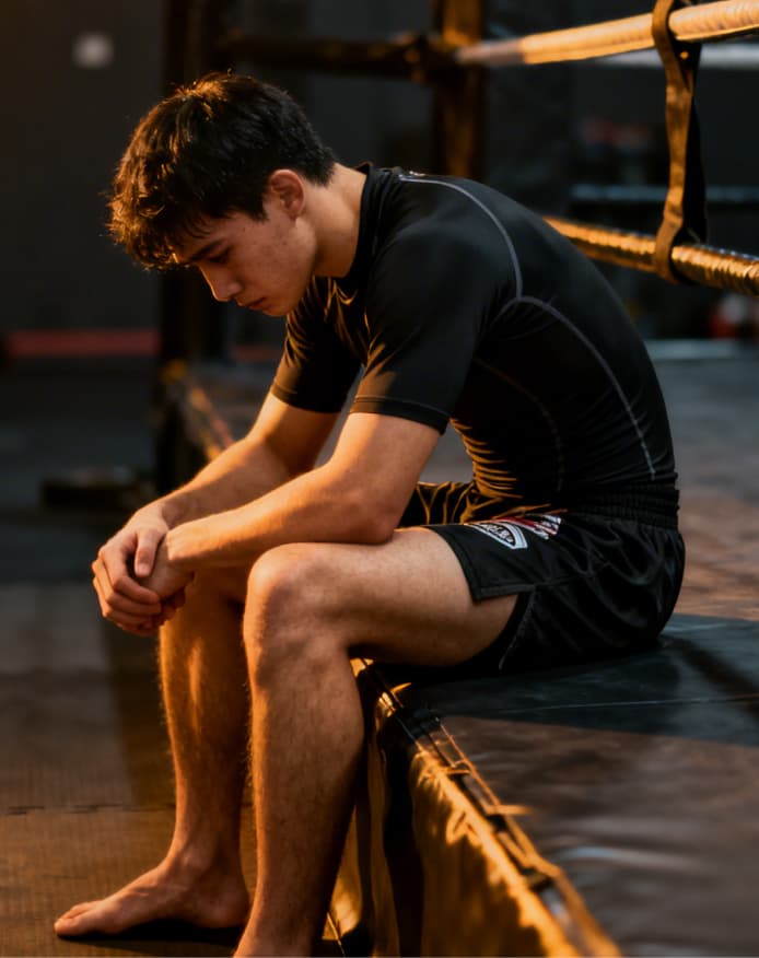 Aluno frustrado no ringue